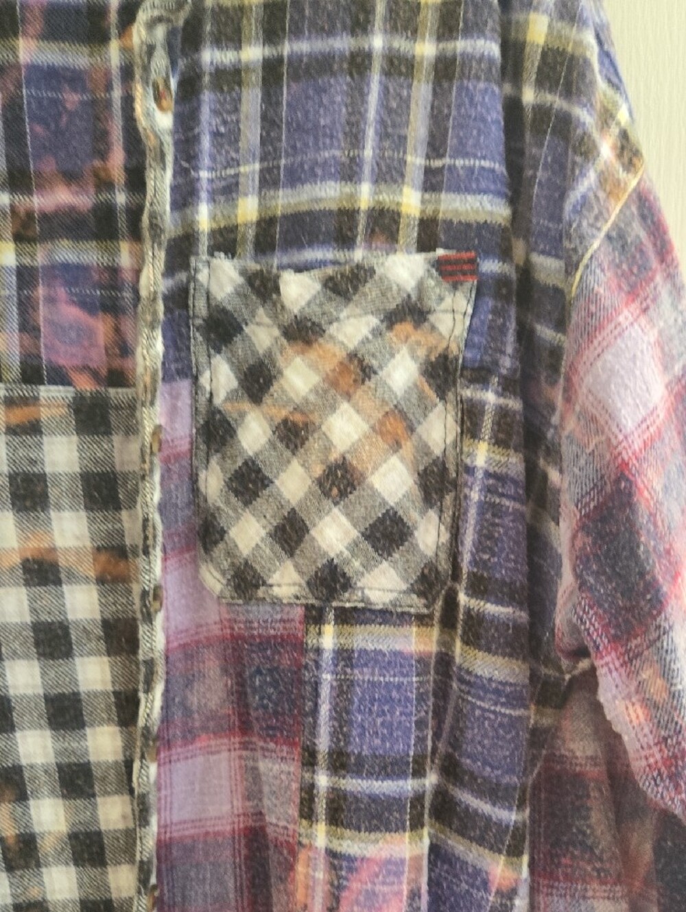 BDG Mixed Plaid Button-Down Shirt Jacket in Purple, Black and Cream - Picture 3 of 9